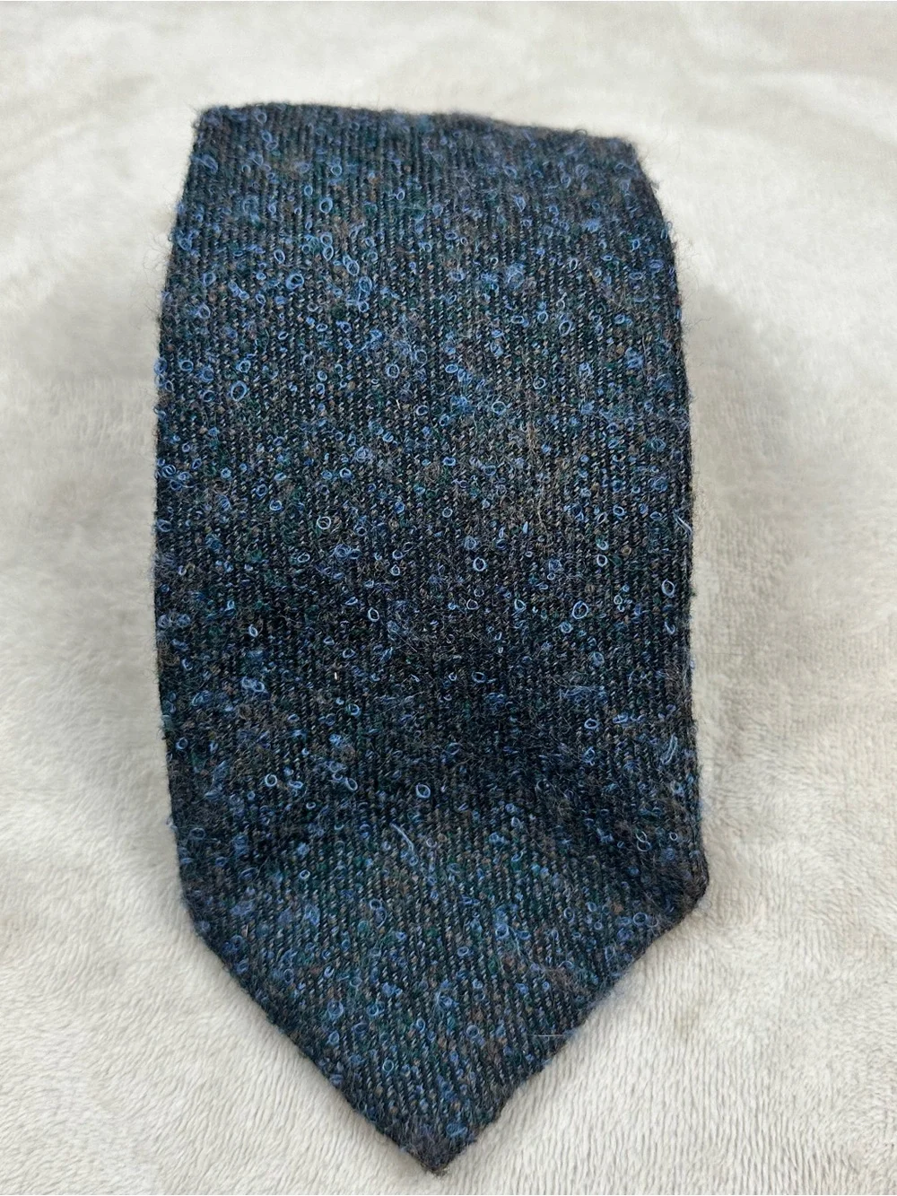 Dolce & Gabbana Cravatte Mohair Wool Textured Tie Blue Made in Italy